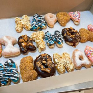letter donuts from machino donuts in Toronto. It is a special gift for birthday and anniversary