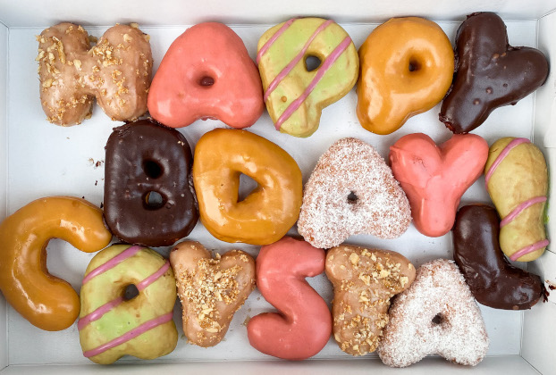 Birthday custom letter donuts from Machino donuts in Toronto Ontario