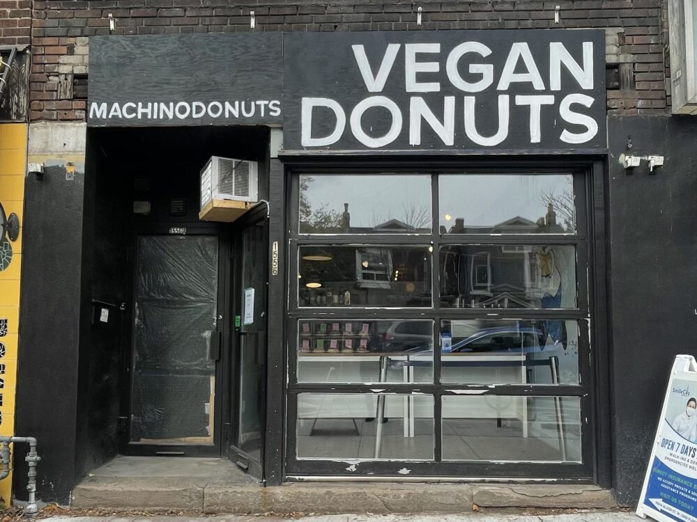 store front of machino donuts at high park location in Toronto