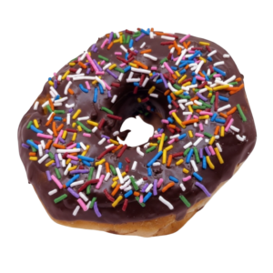 chocolate sprinkles doughnut from machino donuts in Toronto