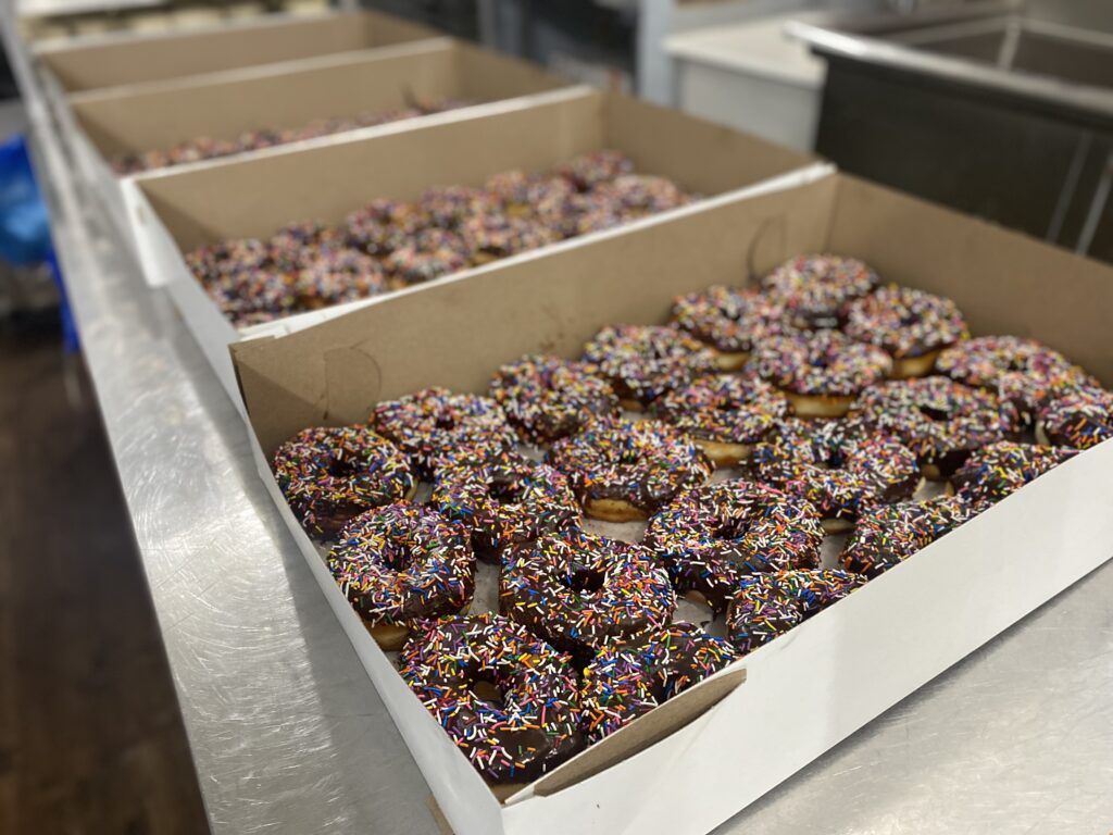 Large doughnut catering order from Machino donuts in Toronto Ontario.