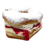 Strawberry cream donut is like a strawberry shortcake in a donut.