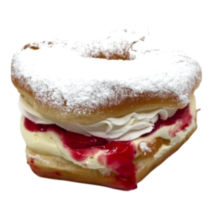 Strawberry cream donut is like a strawberry shortcake in a donut.