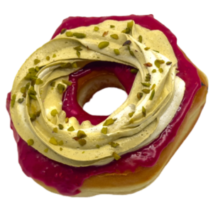 Raspberry pistachio donut