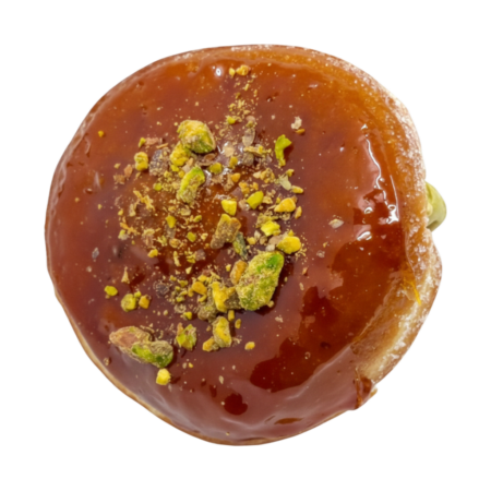 pistachio creme brulee doughnut from machino donuts in Toronto