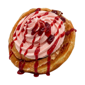 strawberry cinnamon bun doughnut