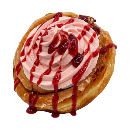 strawberry cinnamon bun doughnut